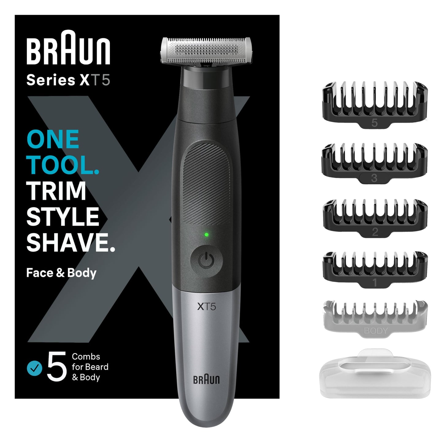 Braun Series X, Beard Trimmer & Body Shaver For Face & Body Hair, XT5100