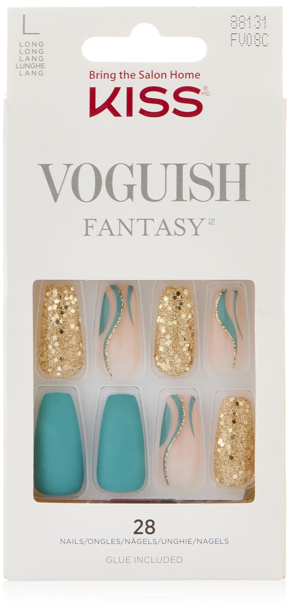 KISS Voguish Fantasy False Nails 28-Pieces, Style Hunter
