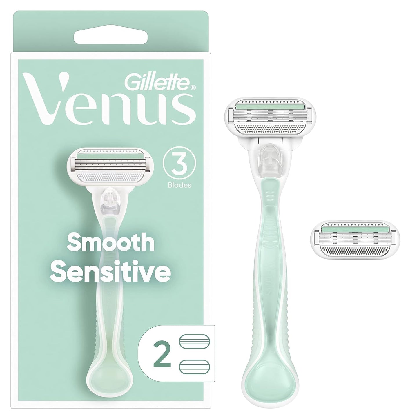 Gillette Venus Smooth Sensitive Women's Razor Handle + 2 Blade Refills