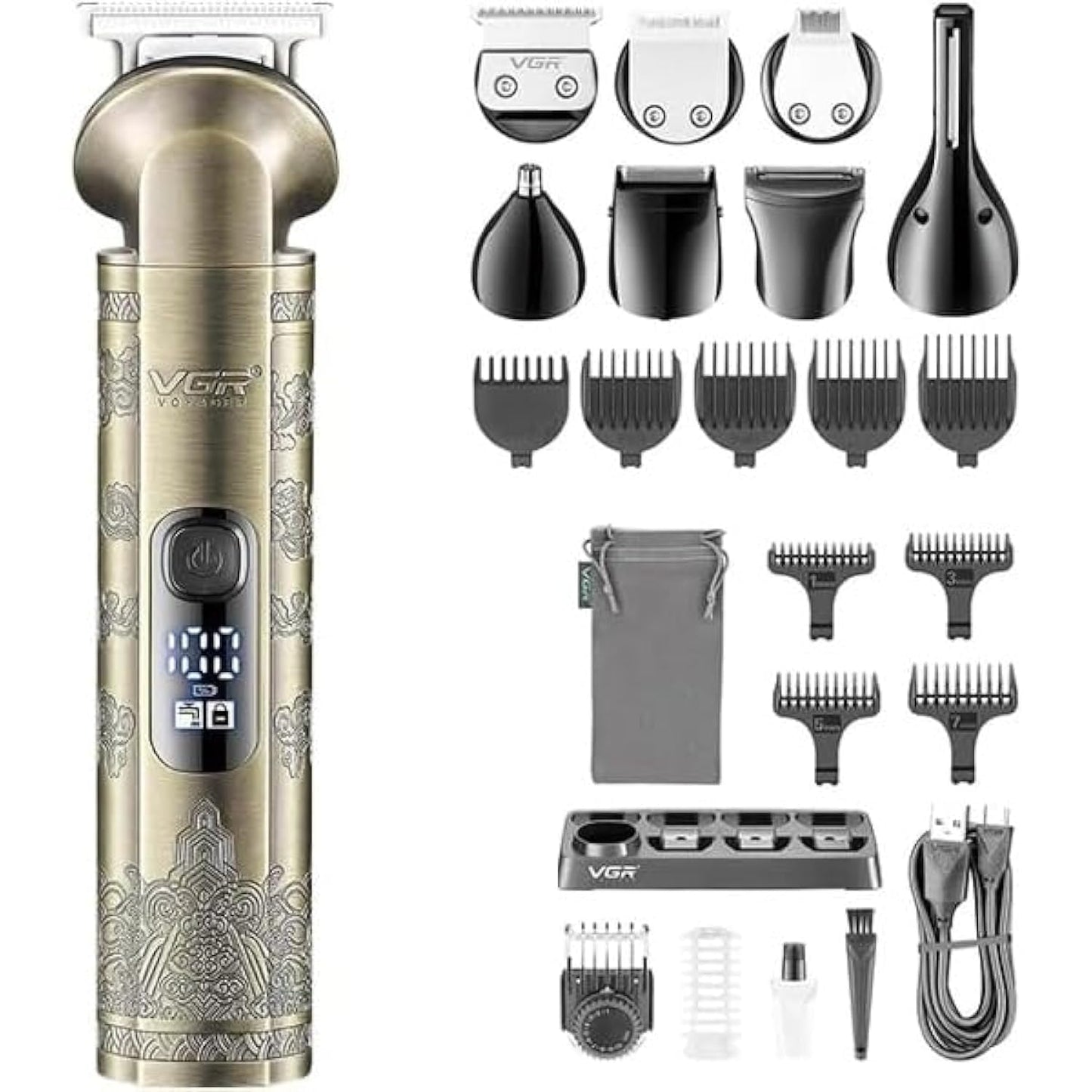 Vgr V-109 Waterproof Ipx6 6 In 1 Professional Set Hair Beard Trimmer Clipper Shaver Nose Trimmer Mesin Gunting Rambut