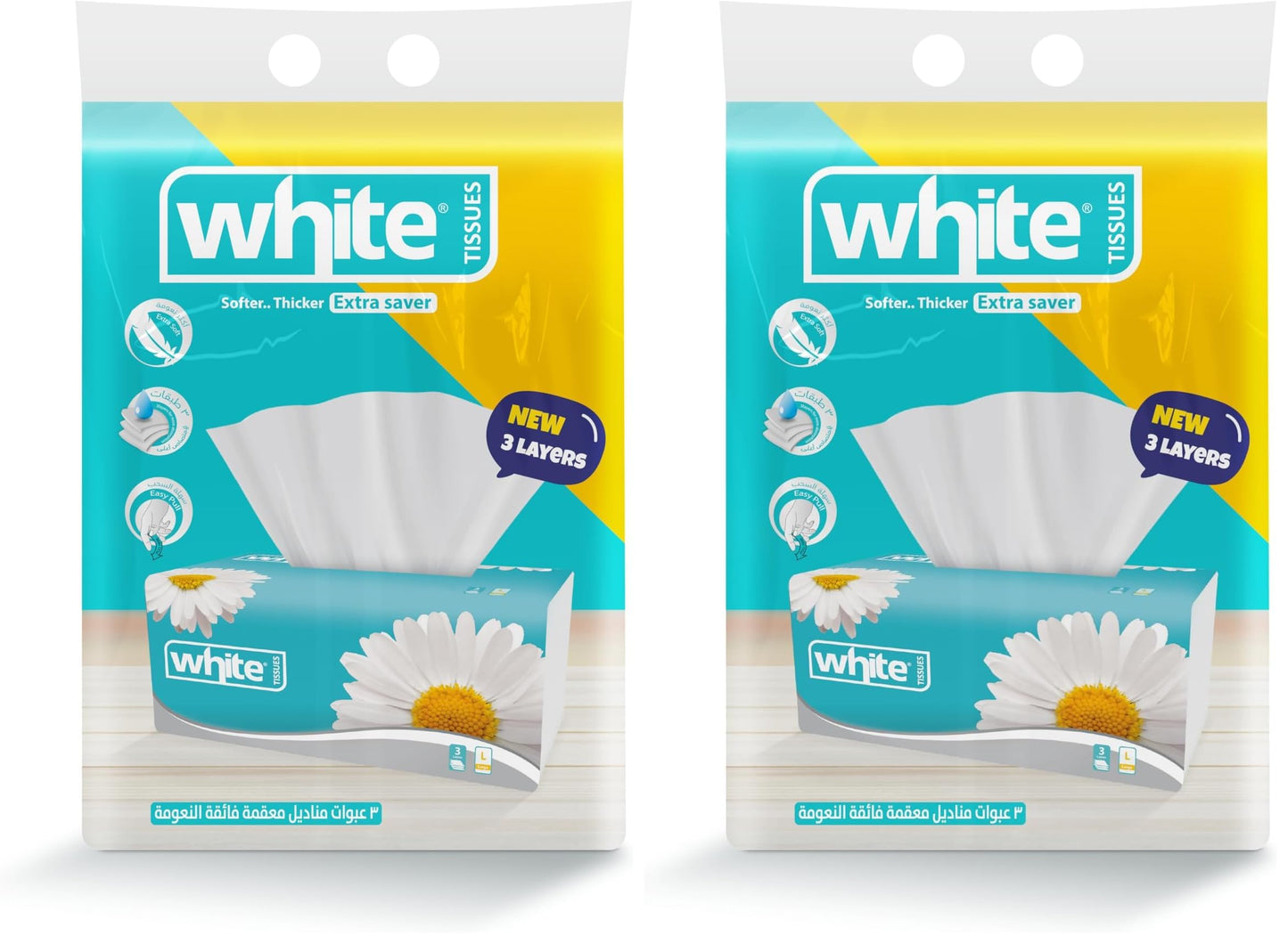 White Flexi 500 Tissues Large 3 Ply -Pack of 6