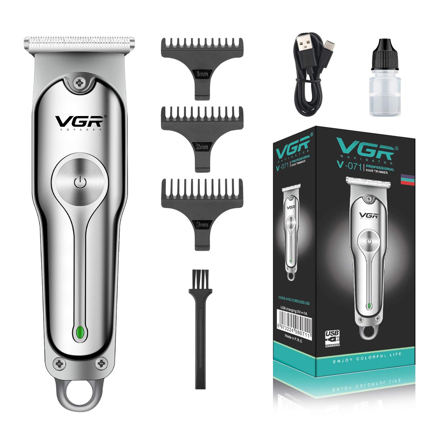 VGR Hair Clippers for Men, Professional Cordless Hair Trimmer Haircut Clippers & Accessories 600mAh USB Charging Cord Waterproof Electric Beard Body Trimmer