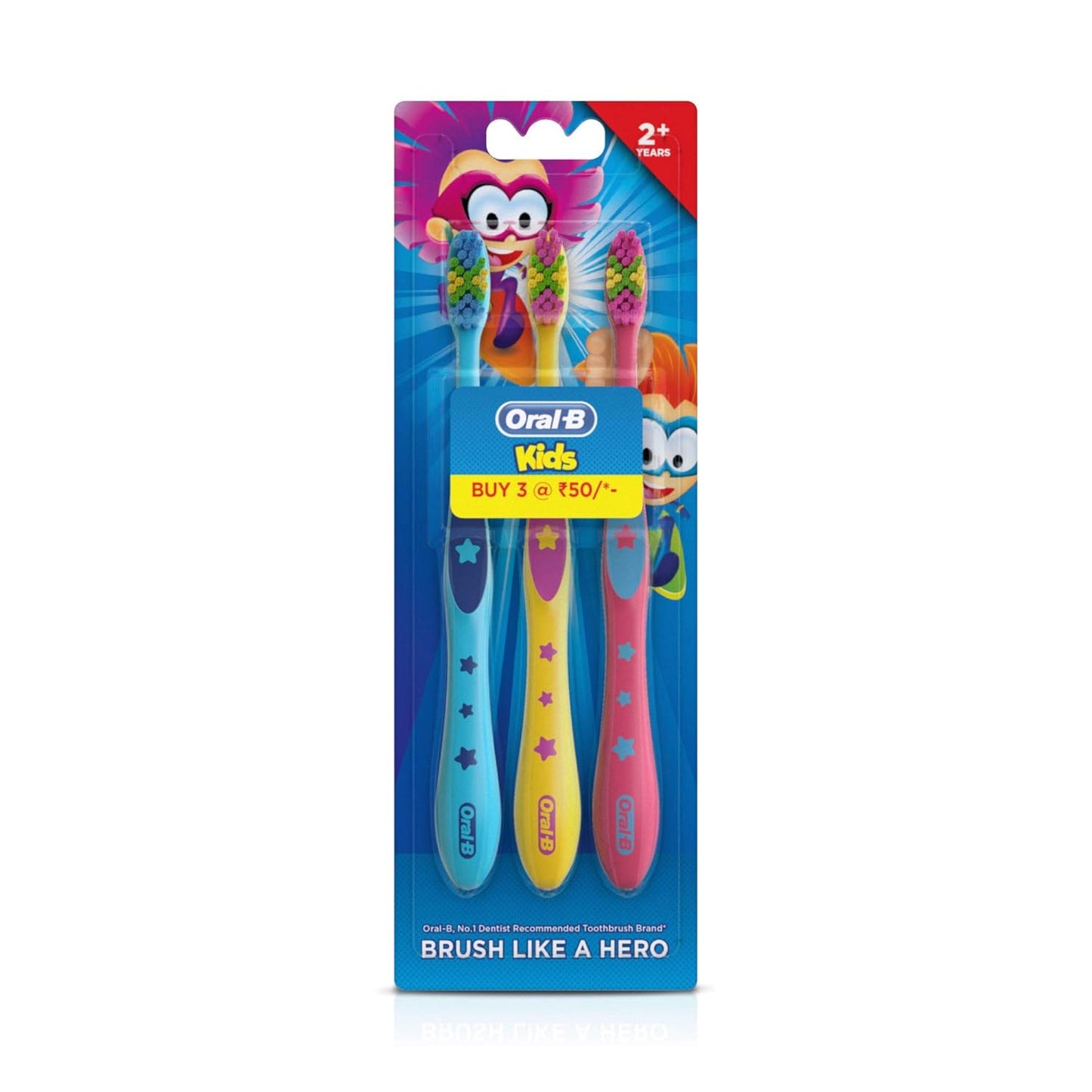 Oral-B Kids Manual Toothbrush, Extra Soft, Multi-Colored, Packaging May Vary – 3 Pieces