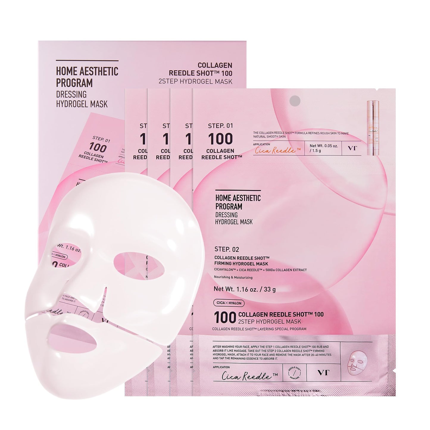 VT COSMETICS Collagen Reedle Shot 100 2step Hydrogel Mask 4pcs