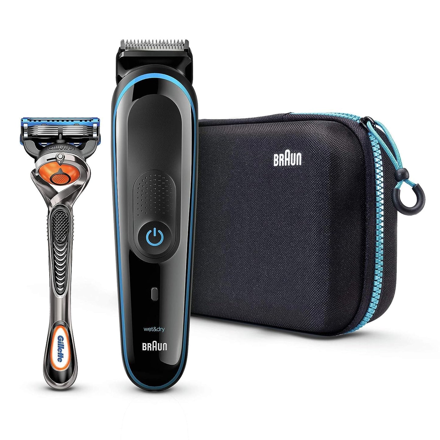 Braun MGK3980TS 9 In1 All In One Ultimate Control For Face, Head And Body, Free Gillette Fusion ProGlide manual razor with FlexBall Technology Include Protective Travel Bag