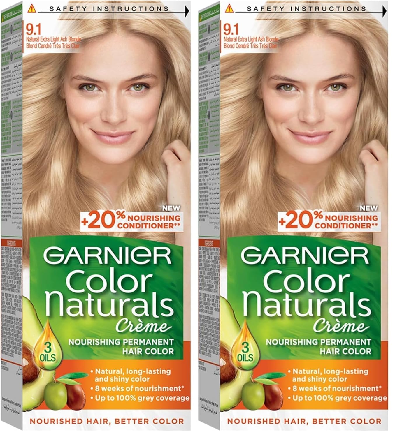 Garnier Color Naturals Permanent Crème Hair Color - 9.1 Natural Extra Light Ash Blonde (Pack of 2)