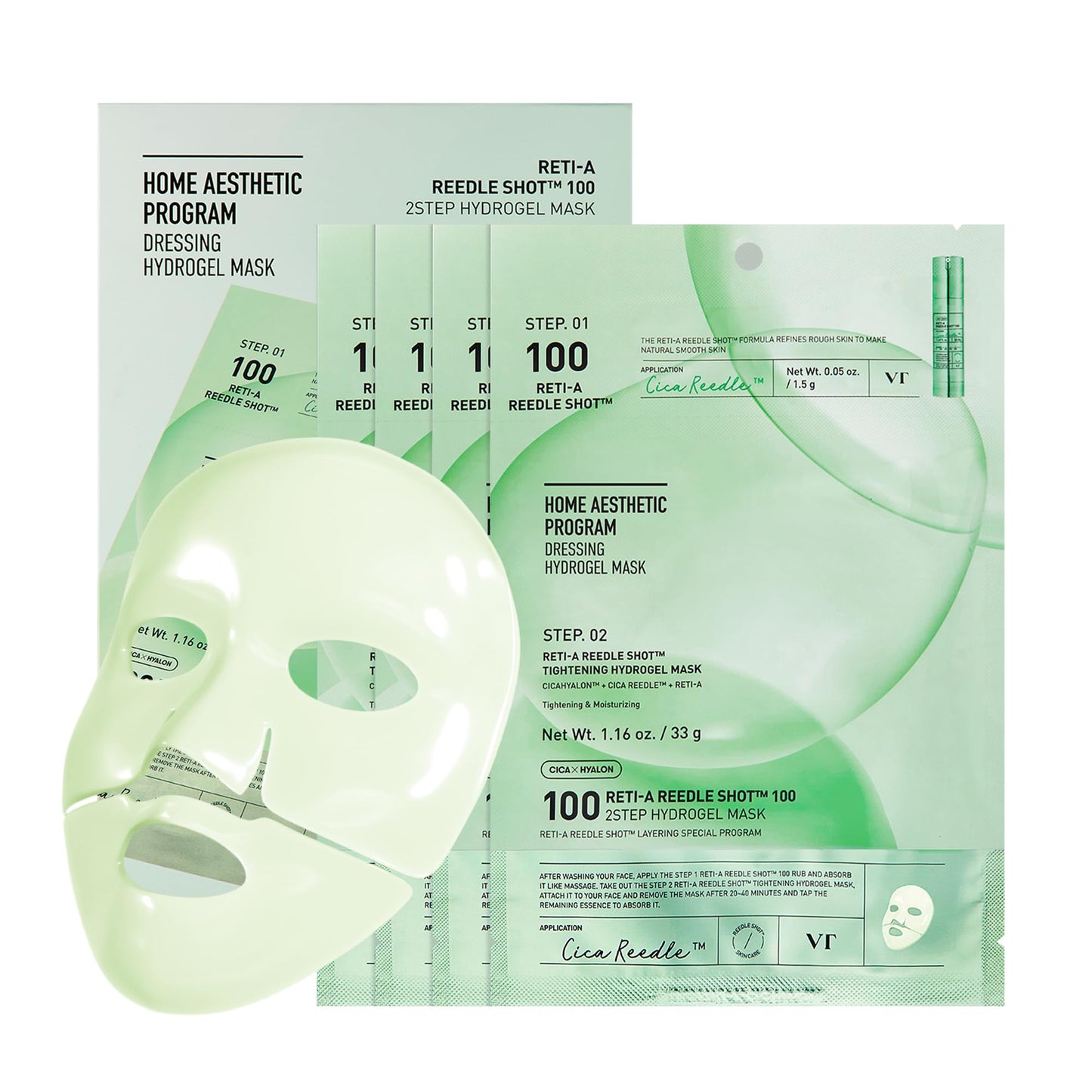 VT COSMETICS Reti-A Reedle Shot 100 2step Hydrogel Mask 4pcs