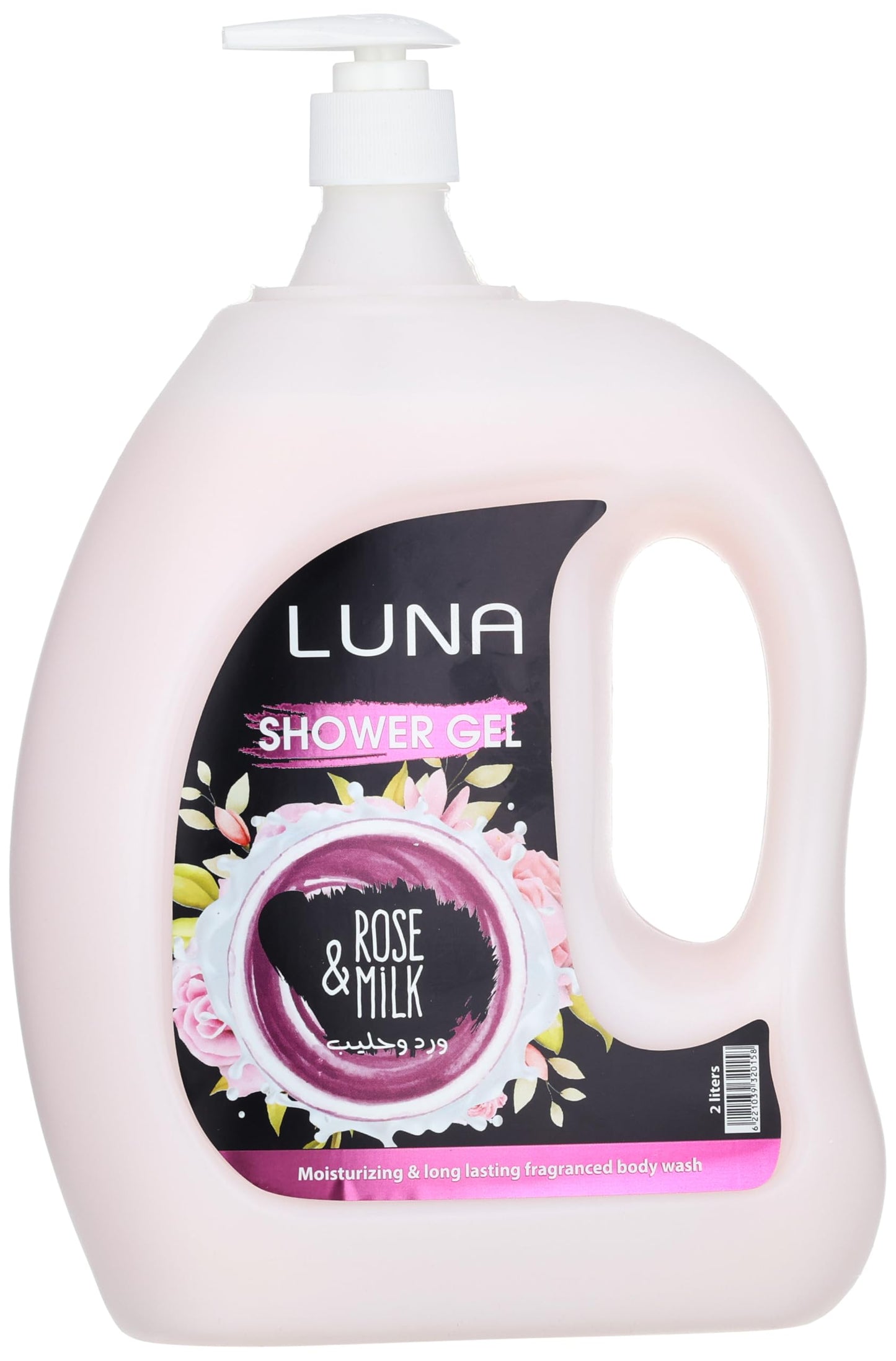 Luna Shower gel rose & milk , moisturizing & long lasting fragranced body wash - 2 liter