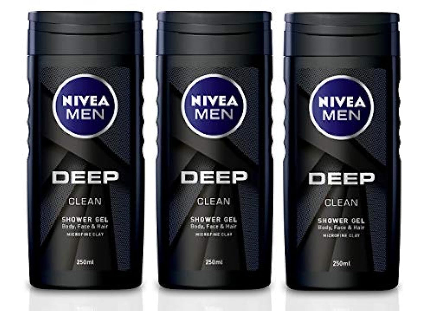 NIVEA Men's Shower Gel - Deep Clean, 3 x 250ml