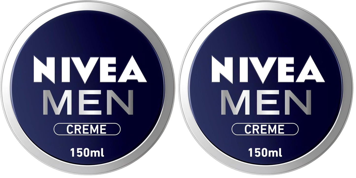 NIVEA MEN Face, Body & Hands Cream Moisturising, Tin 150ml (Pack of 2)