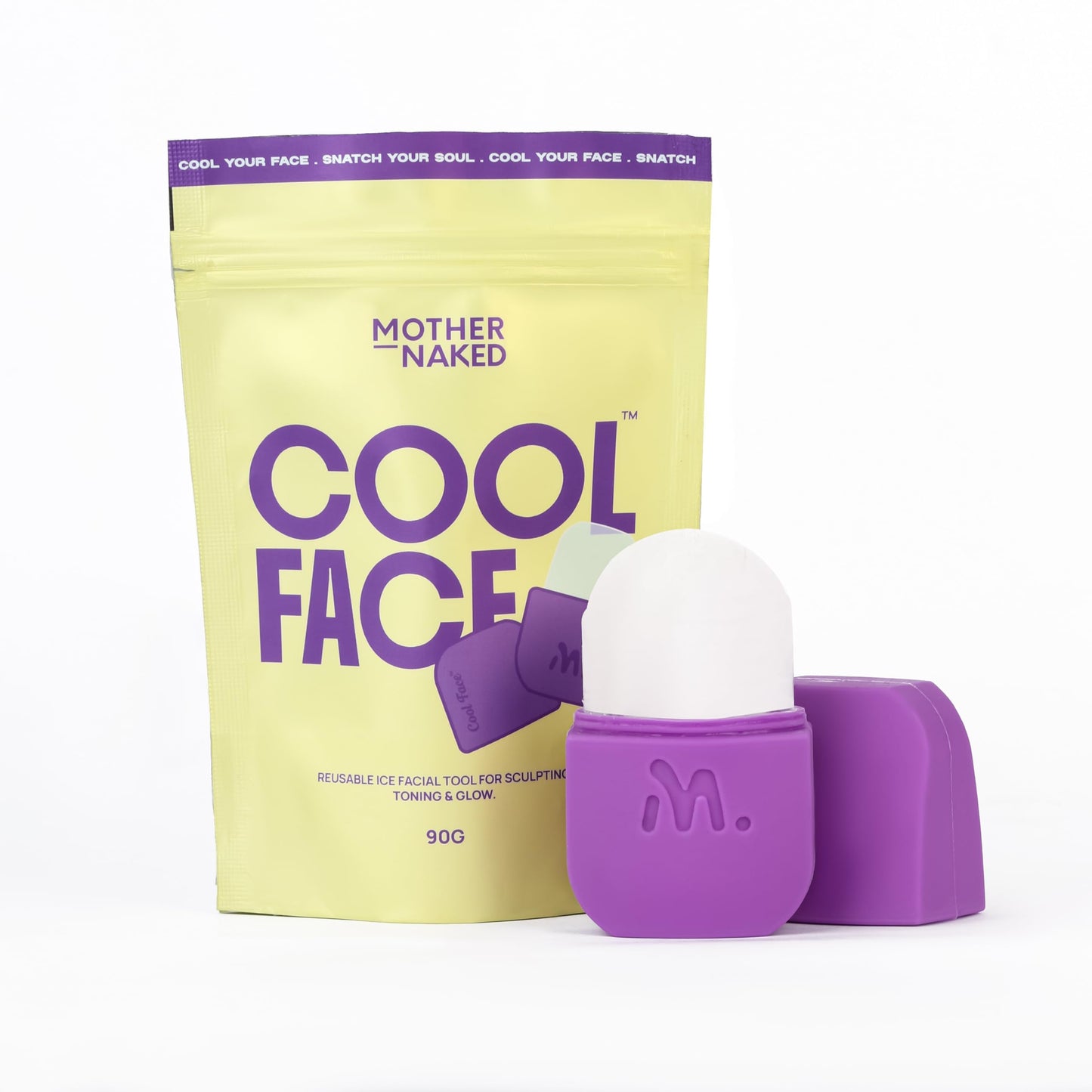 Mother Naked MotherNaked Cool Face Icy Lilac Ice Facial Tool | Reusable Ice Roller for De-Puffing Cooling Facial Massage | Food-graded silicon