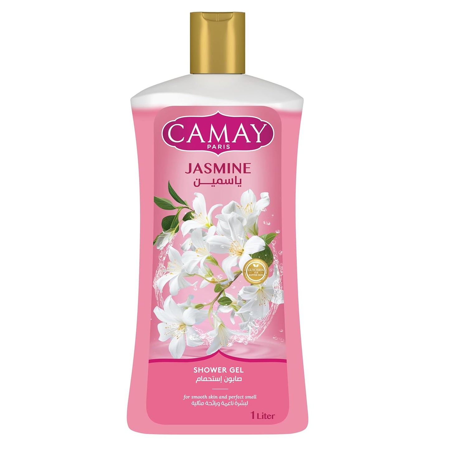 CAMAY Shower Gel Jasmine with Glycerine for softer & fragranced skin, 1L