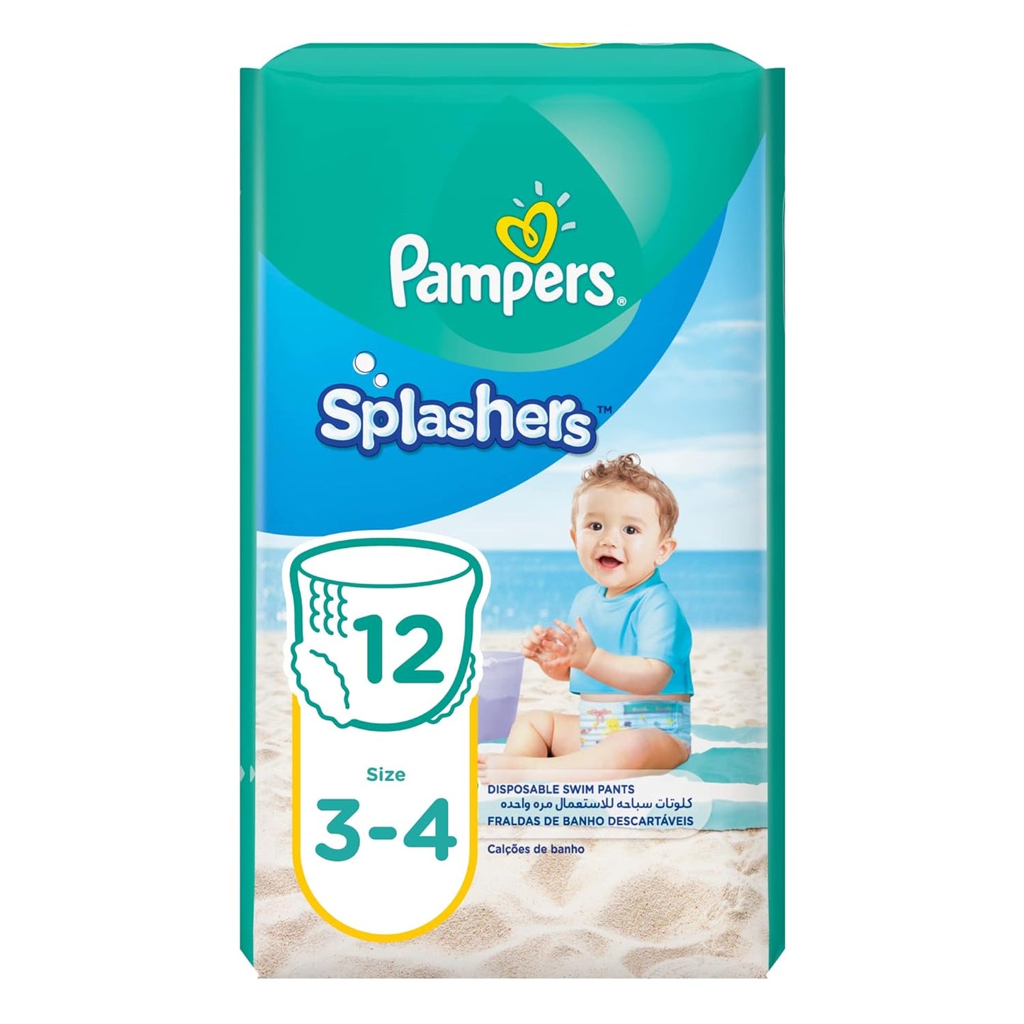 Pampers Splashers, Size 3-4, 6-12 kg, Carry Pack, 12 Swim Diapers