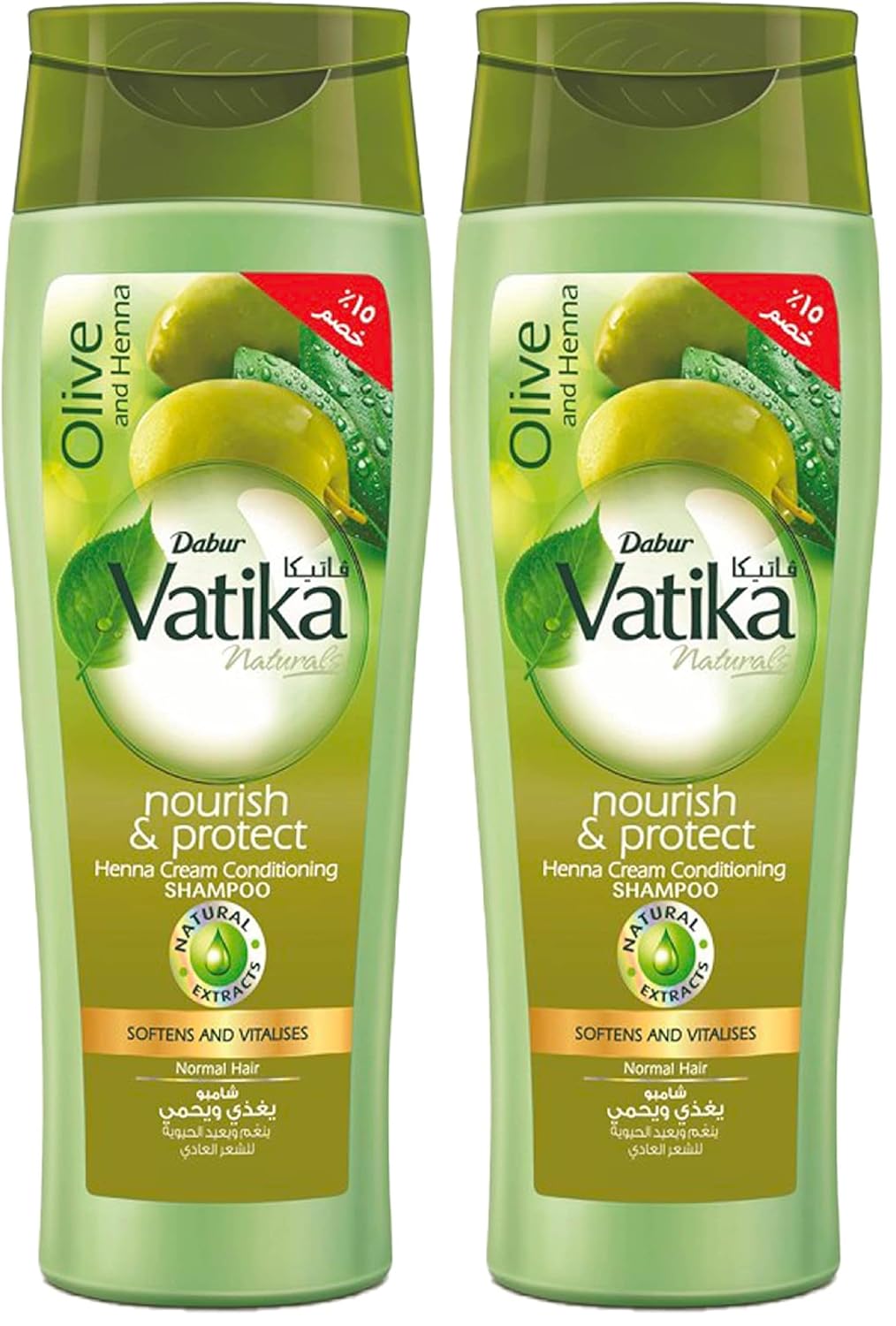 Vatika Naturals Nourish & Protect Shampoo 360 ml | Olive & Henna Conditioning Cream | Softens & Vitalizes | For Normal Hair (Pack of 2)