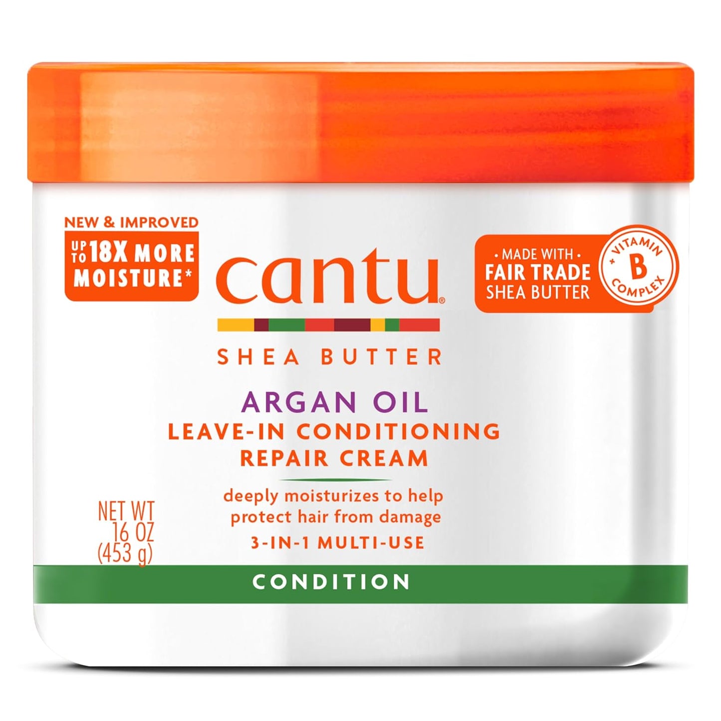 CANTU Cantu Argan Oil Leave-In Conditioning Repair Cream, Formulated for Over-Heated, Over-Styled Hair