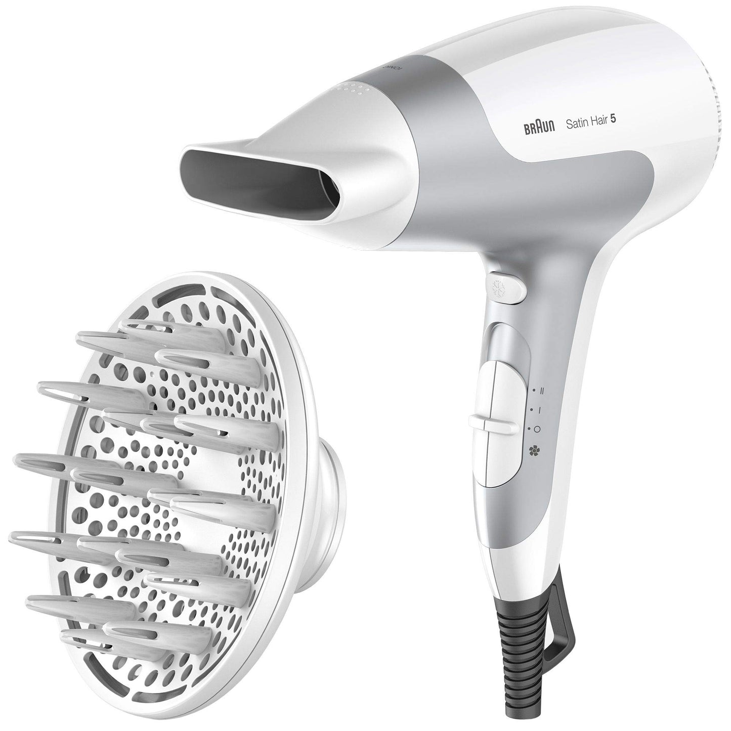 Braun Satin Hair 5 HD585 Power Perfection dryer 2500 Watts – Ionic. Ultra Powerful. Lightweight. With diffuser – International Warranty