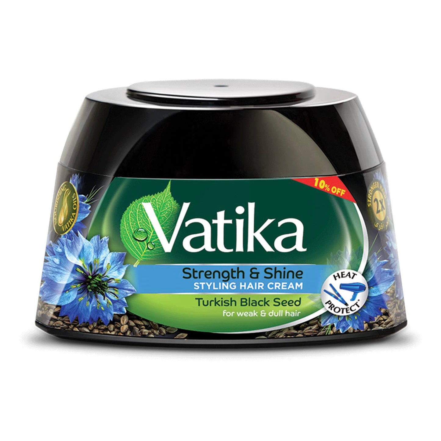Vatika Naturals Turkish Blackseed Styling Hair Cream (190mL) | Promotes Strength and Shiny Hair | Heat Protect | Helps Weak and Dull Hair