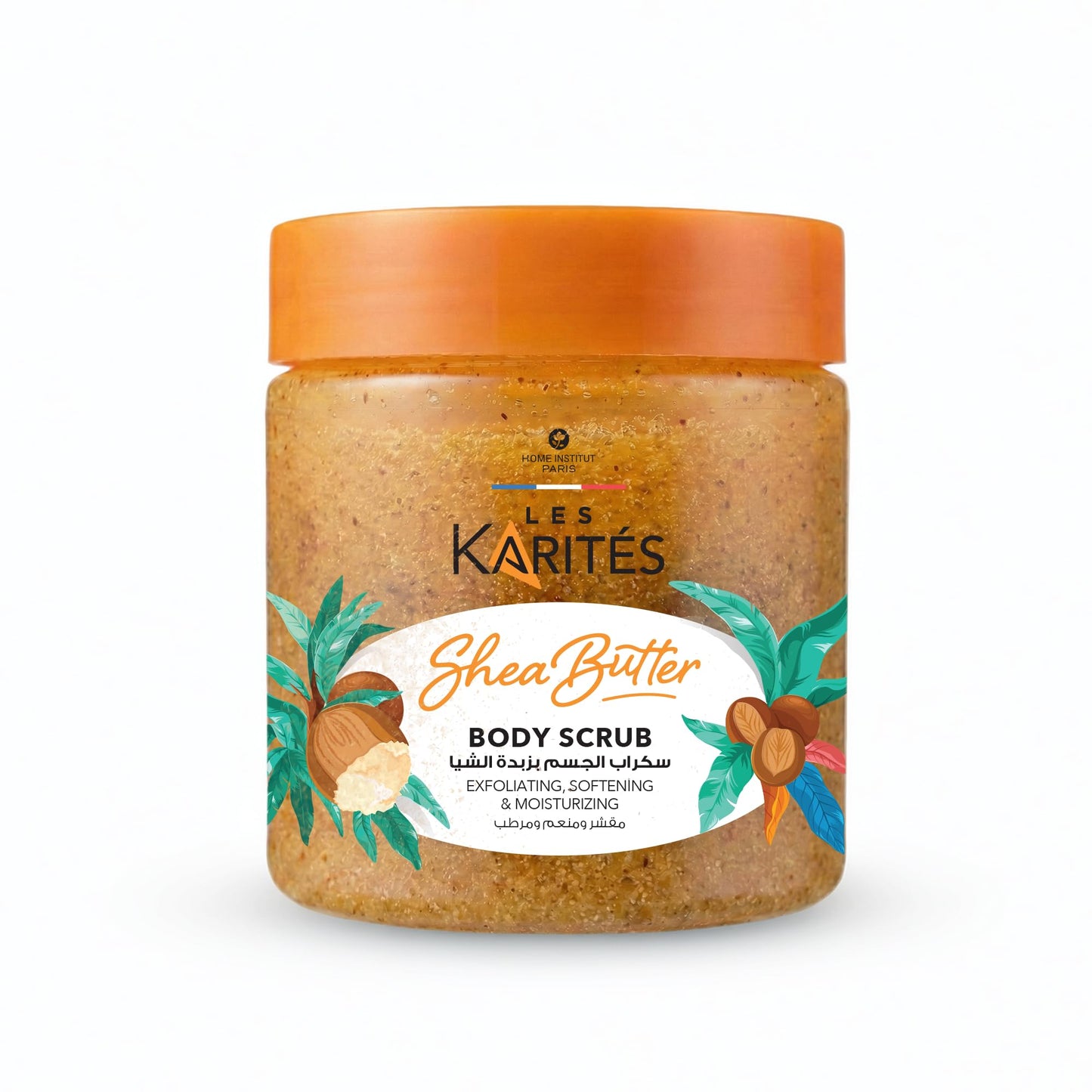 Les Karités Exfoliating & Moisturizing Body Scrub (225ml) - Natural Sweet Almond & Perlite Exfoliants - Enriched with Shea Butter for Softening - 0% Paraben - Weekly Spa Treatment