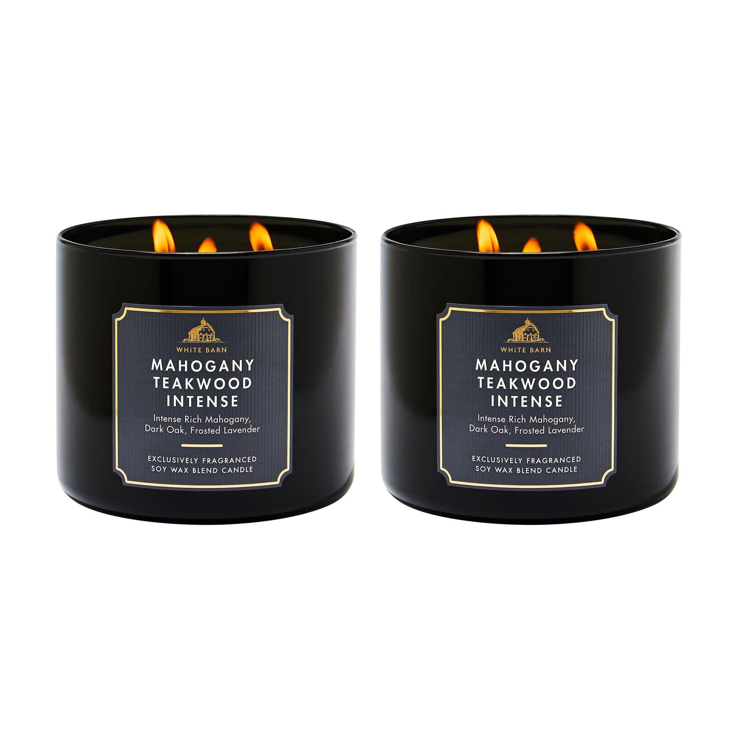 Bath & Body Works White Barn 3-Wick Candle in Mahogany Teakwood High Intensity (Pack of 2)