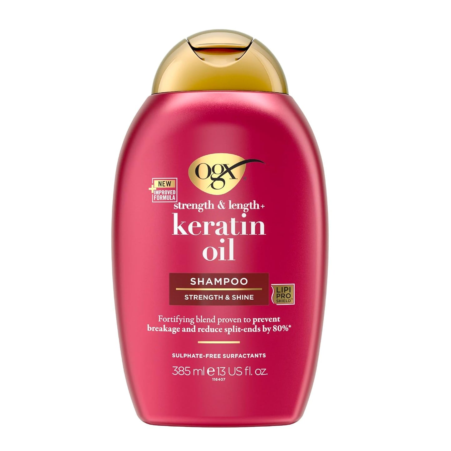 OGX Shampoo, Strength & Length+ Keratin Oil, New Gentle and PH Balanced Formula, 385ml