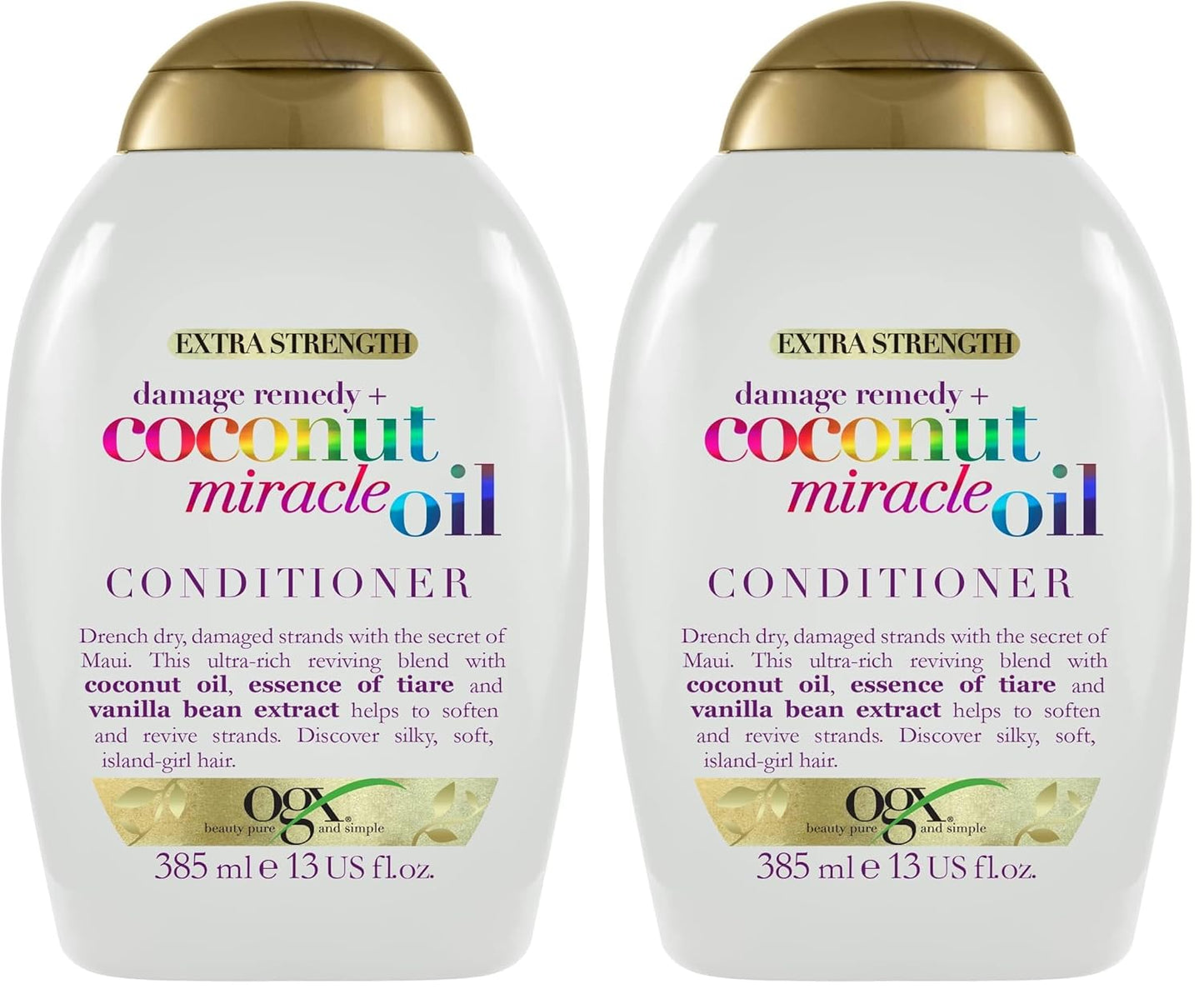 OGX Coconut Miracle Oil Conditioner For Damaged Hair 385 ML (Pack of 2)