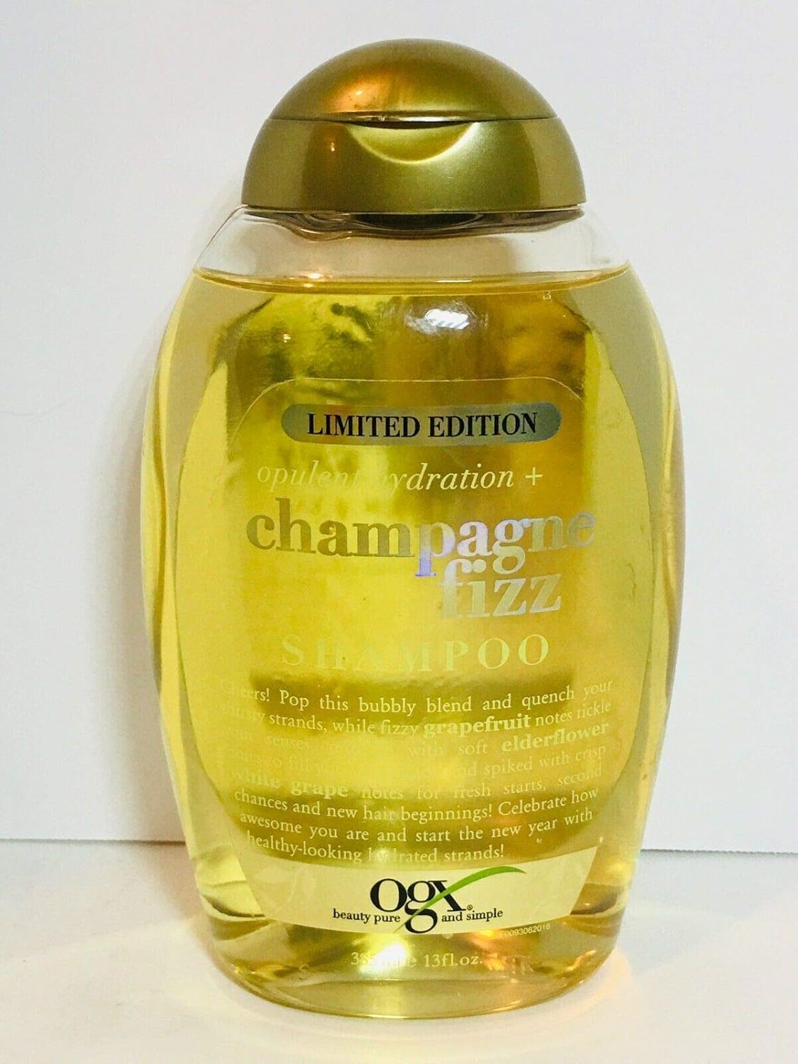 OGX Champagne Fizz Shampoo 385ml – Sulfate-Free, Hydrating Formula, Adds Shine & Bounce, With Grapefruit & Elderflower, For All Hair Types