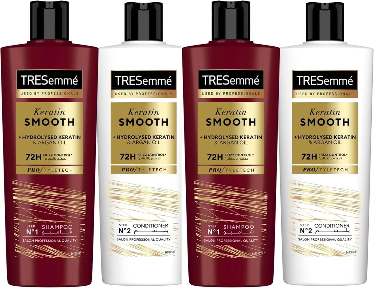TRESemmé Keratin Smooth and Straight Shampoo with Argan Oil, 400ml (Pack of 2) + TRESEMMÉ Keratin Smooth and Straight Conditioner, 400ml (Pack of 2)