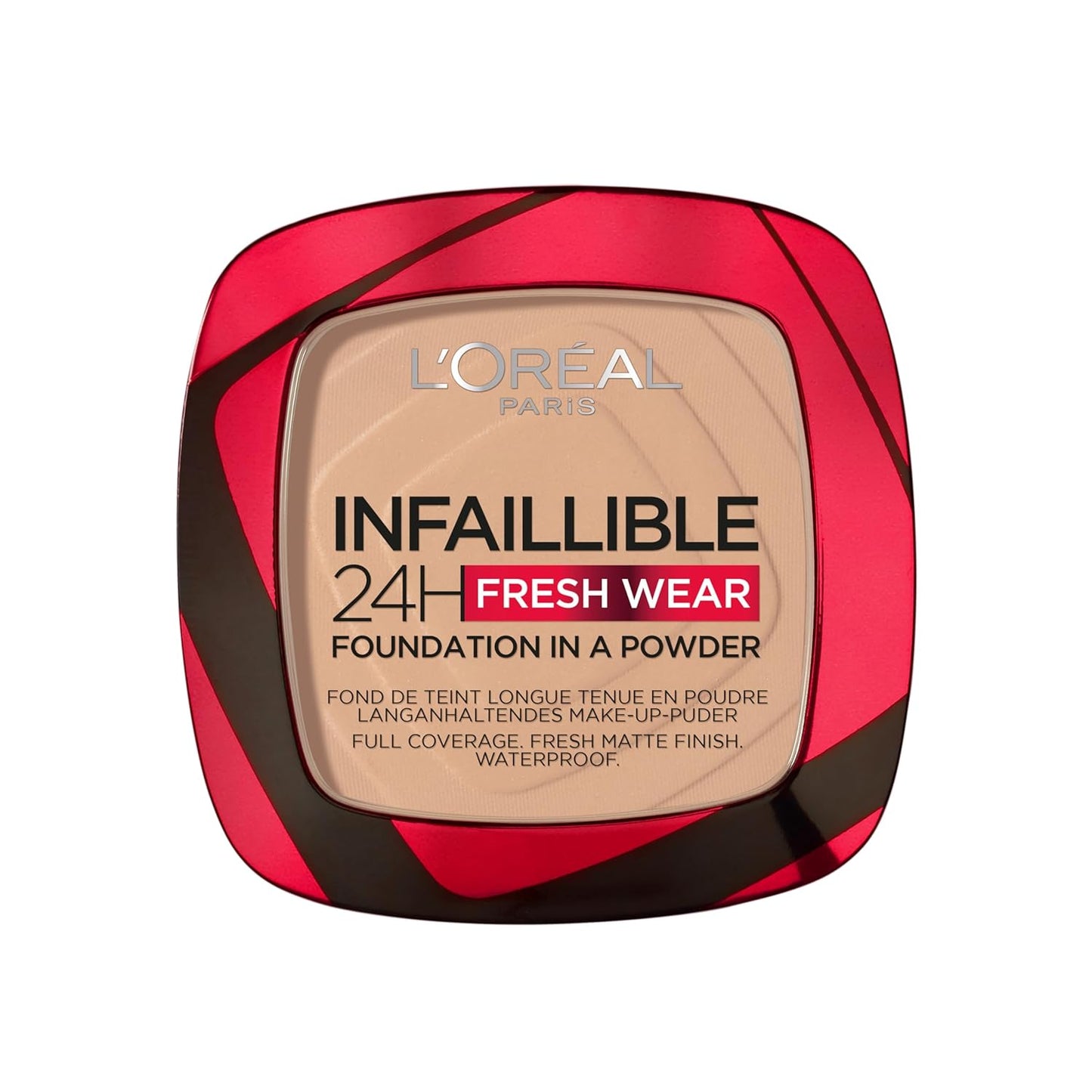 L'Oréal Paris Infaillible 24H Fresh Wear Foundation in a Powder - Waterproof, Full Matte Coverage Transferproof Makeup - 130 True Beige