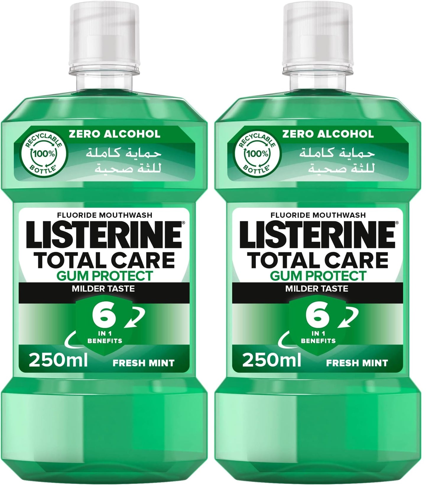 LISTERINE Mouthwash, Teeth & Gum Defence, Milder Taste, Soft Mint, 250ml (Pack of 2)