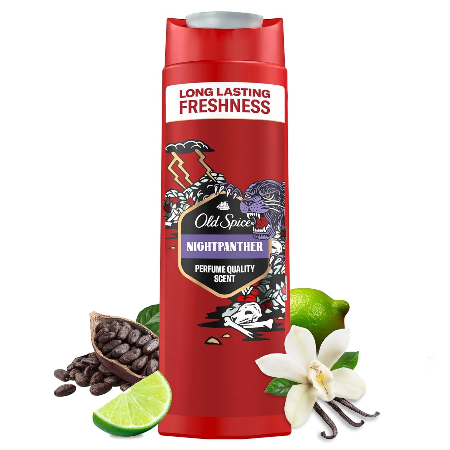 Old Spice Night Panther 3-in-1 Shower Gel for Hair, Face and Body 400 ml, Long Lasting Freshness, Fragrance Quality, Deep Cleansing