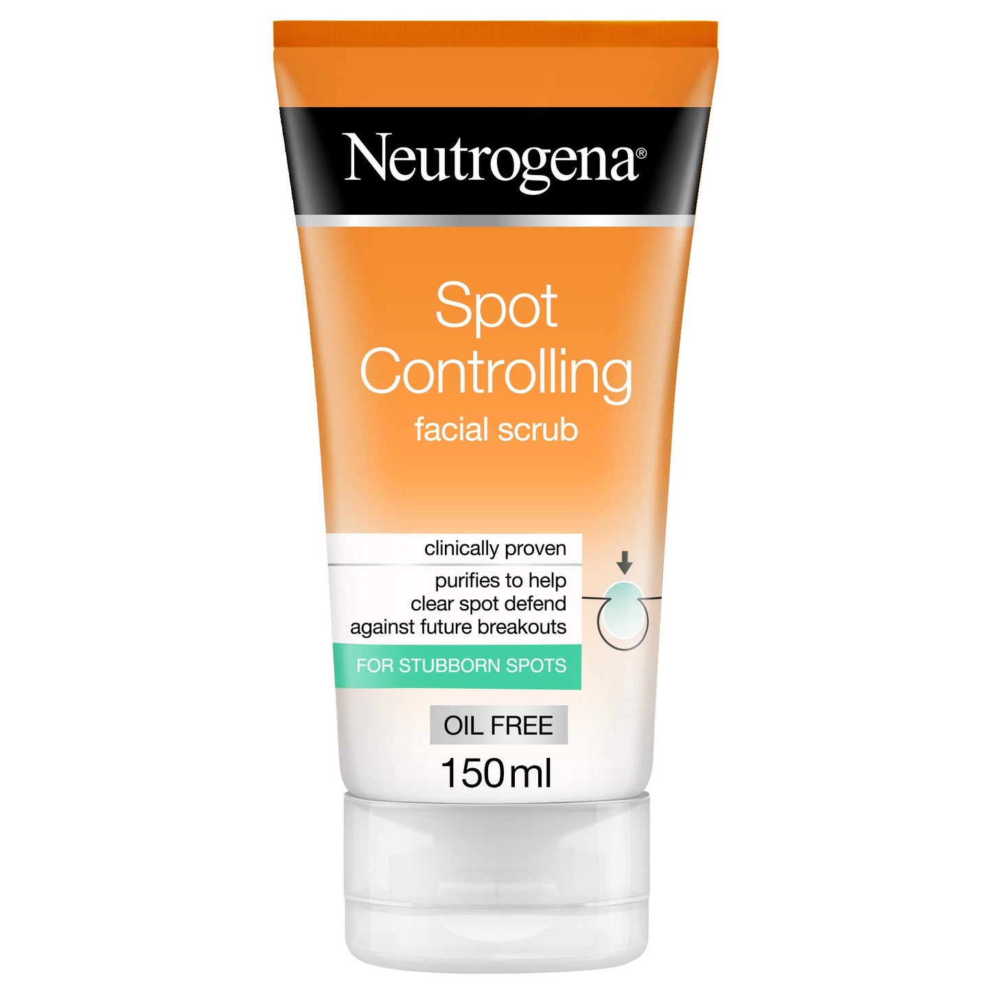 Neutrogena Spot Controlling Face Scrub, Purifies to Help Clear Spots, Fights Future Breakouts, for a Refined Complexion, Oil Free, 150ml