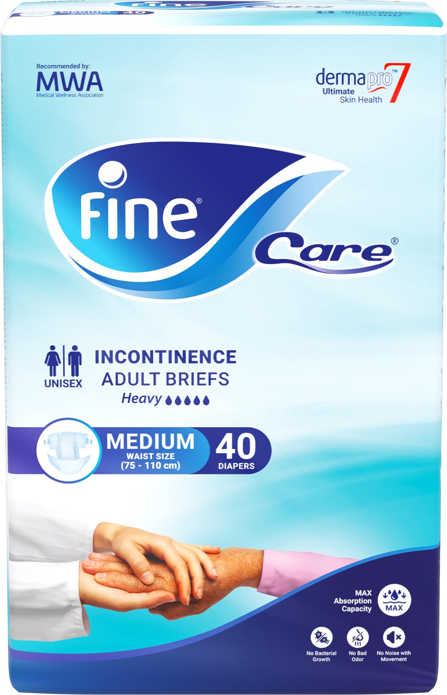 Fine Care Incontinence Adult Diapers breifs, Medium Size ,Waist 75-110 cm, Count 40