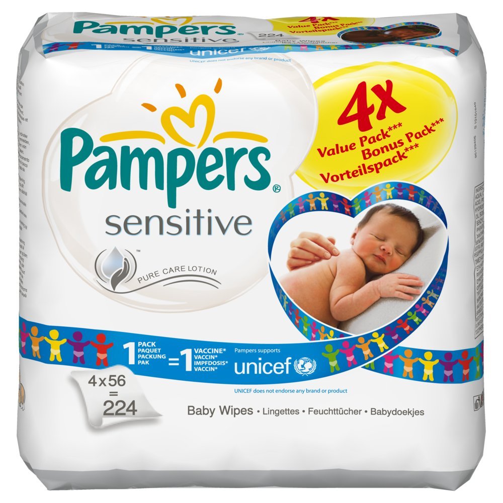 Pampers Sensitive Wipes Value Pack, Size 2, 224-Piece