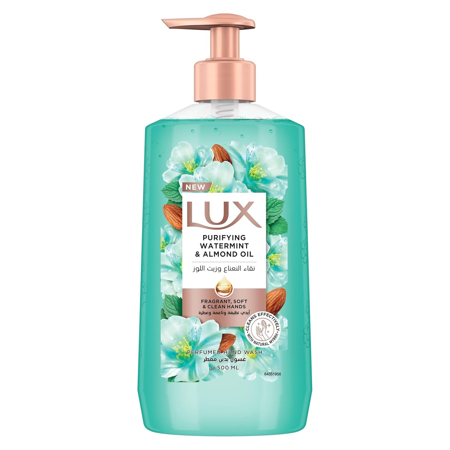 LUX Perfumed Liquid Hand Wash, Purifying Watermint, with Almond Oil & Glycerin, for Fragrant, Soft and Clean Hands, 500ml
