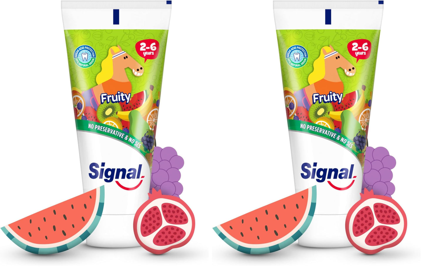 Signal Kids Toothpaste, Fruity, prevents tooth decay & tooth cavity, 50ml (Pack of 2)
