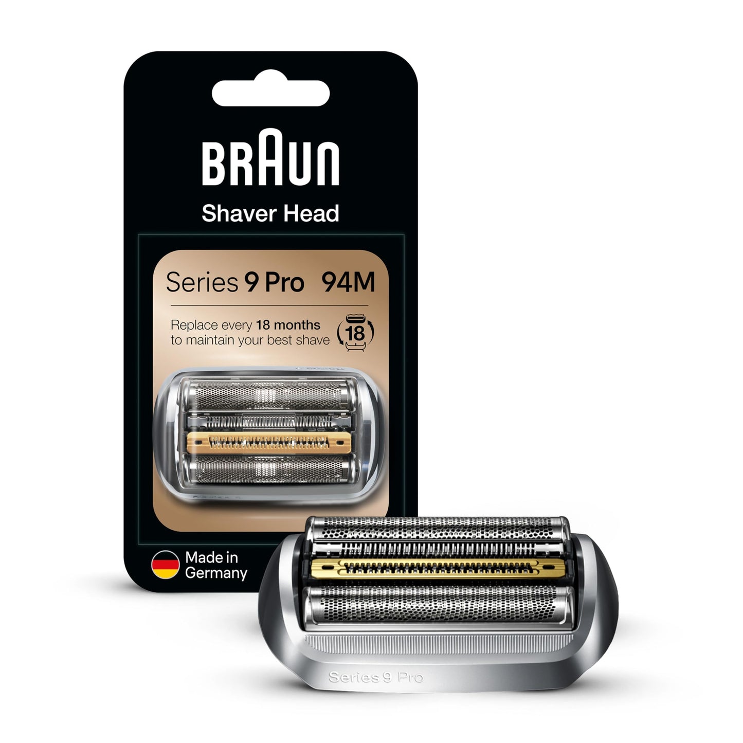 Braun Replacement Shaver Head For Electric Shavers Series 9, Original 94M Replacement Grille For Close Shaving, Replacement Element