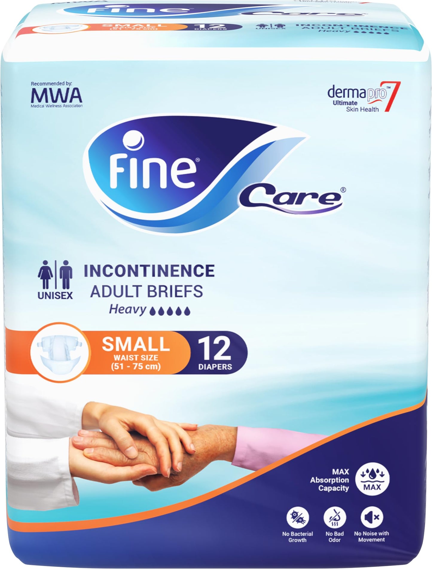 Fine Care Incontinence Adult Diapers breifs, Small Size ,Waist 51-75 cm, Count 12