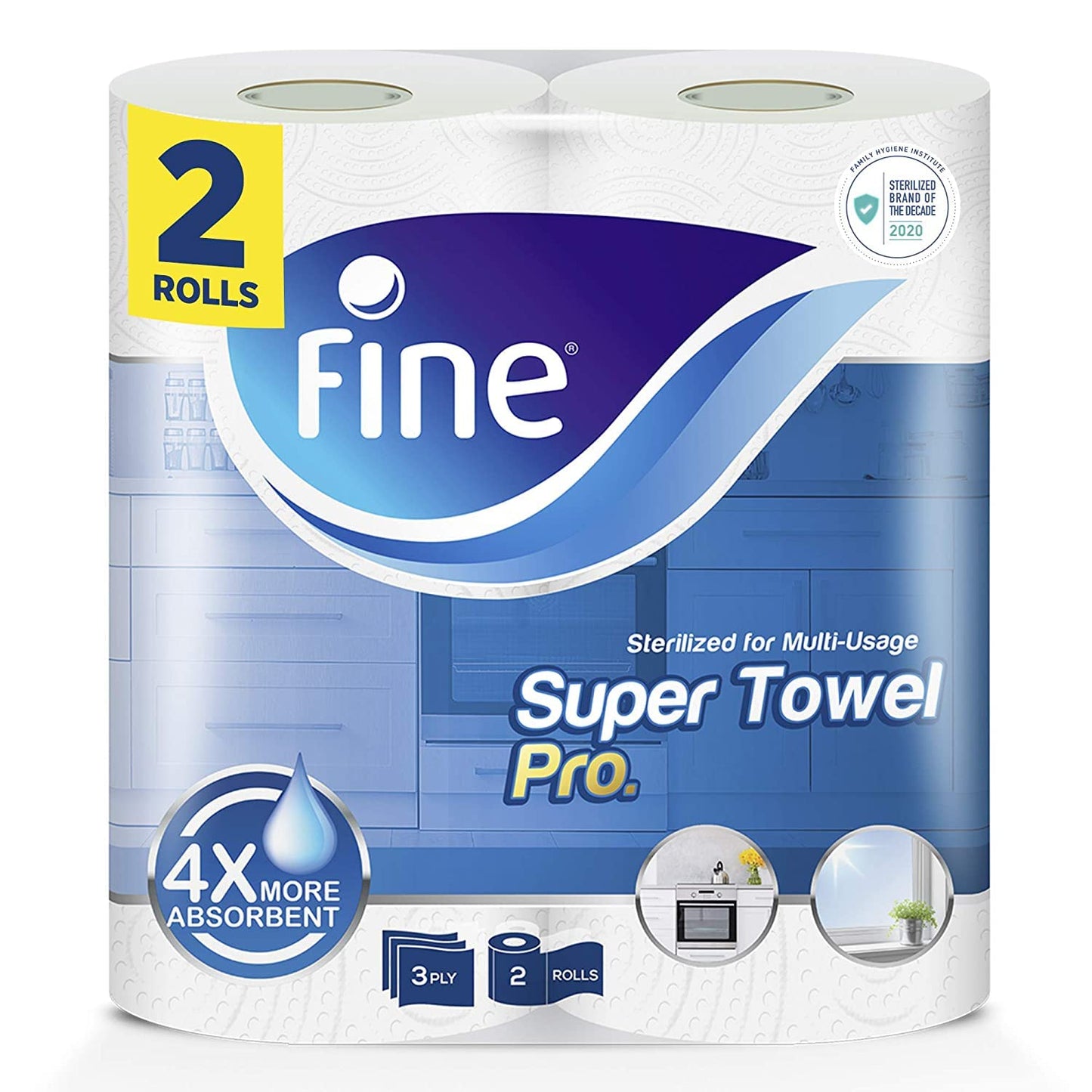 Fine Kitchen Tissue Paper Super Towel Pro, 3 Ply 2 Rolls