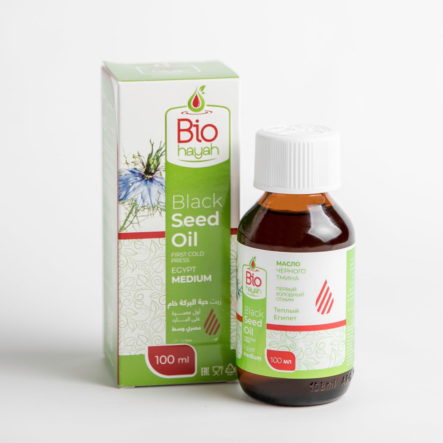 Biohayah Egyptian Black Seed Oil 100ml | 100% Pure Cold-Pressed Nigella Sativa | Natural Oil for Hair, Skin & Body Care | Unrefined & Additive-Free