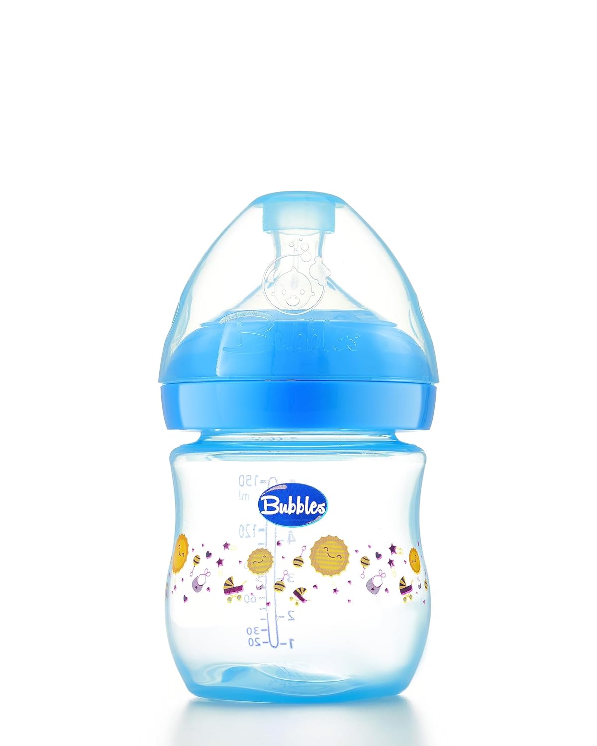 Bubbles natural feeding bottle without hand 150 ml - blue