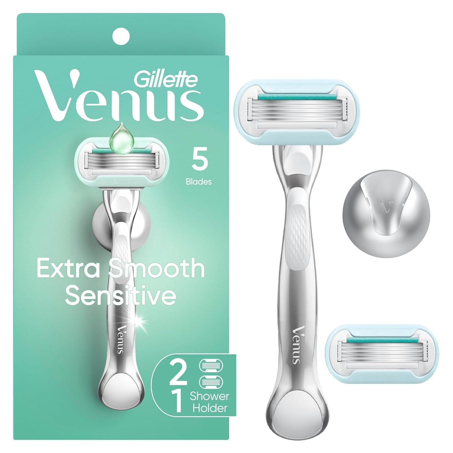 Gillette Venus Deluxe Smooth Sensitive Women's Razor Handle + 2 Blade Refills