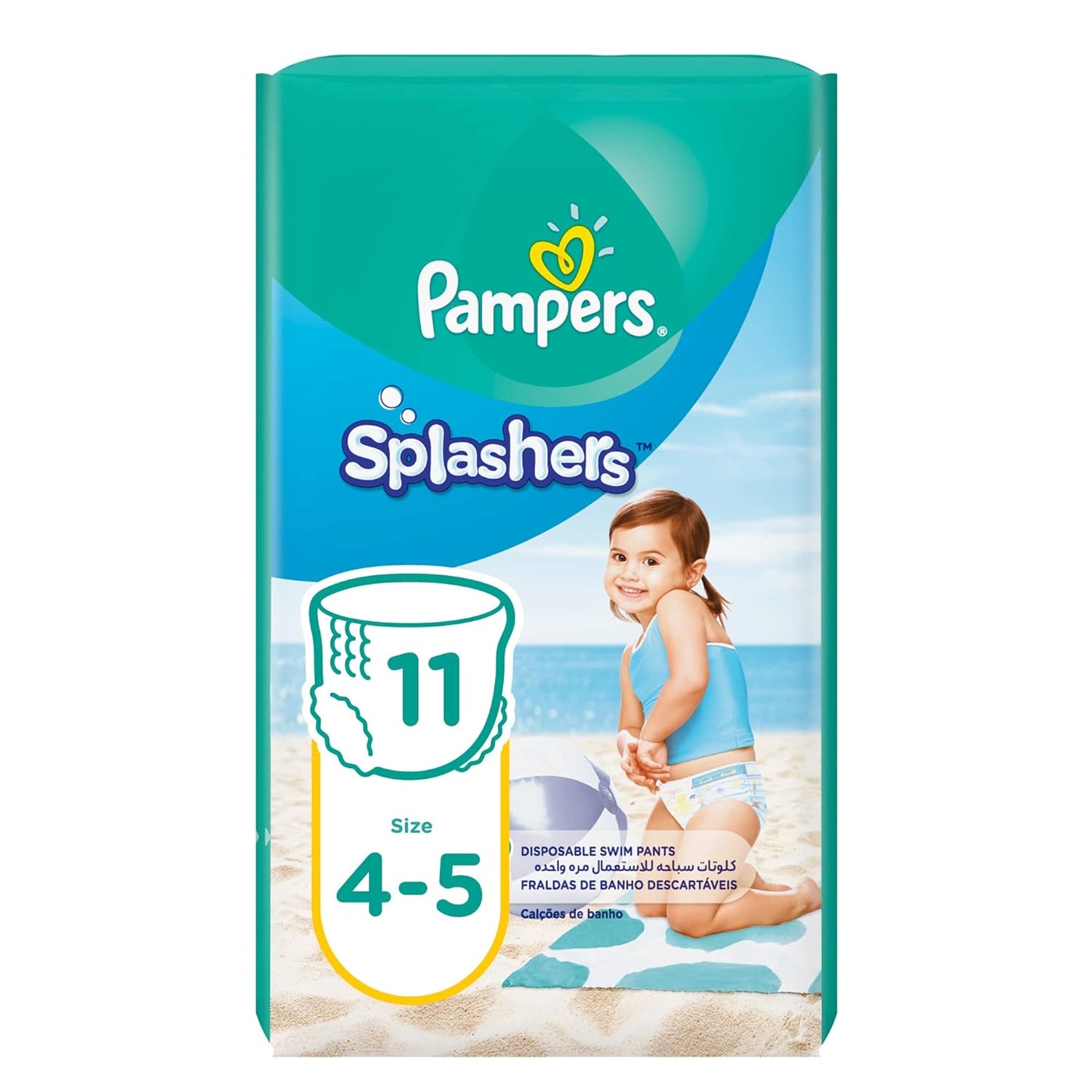 Pampers Splashers Swimming Pants, Size 4-5, 9-15 kg 11 ct, Pack of 11