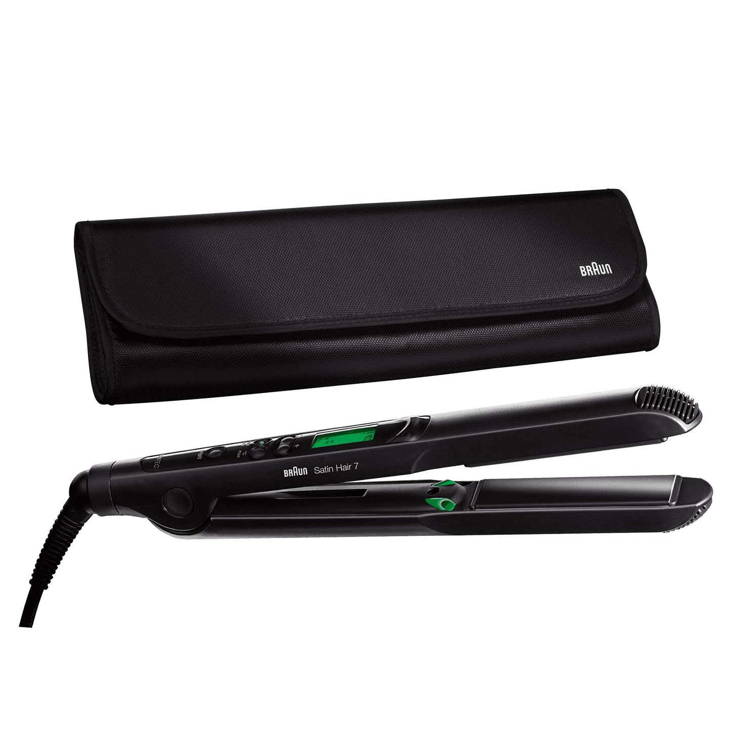 Braun Satin Hair 7 Hair Straightener with Iontec Technology and Heat Resistant Travel Pouch – International Warranty – ST730