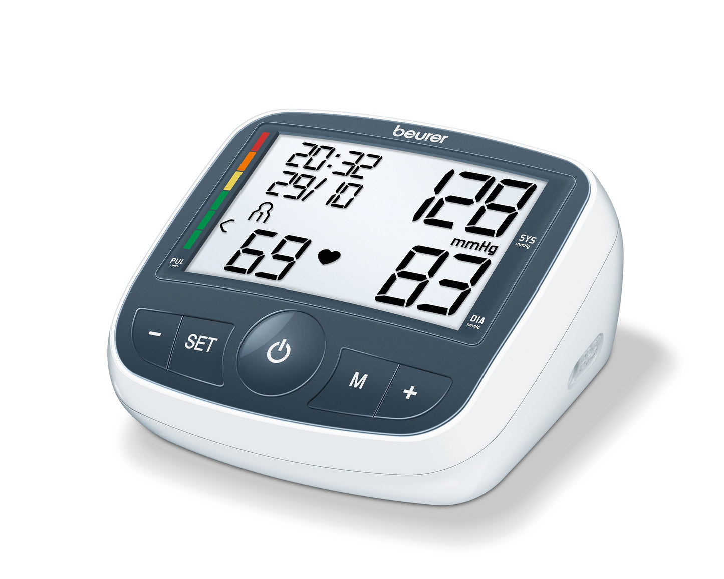 Beurer bm 40 beurer upper arm blood pressure monitor with xl display, arrythmia detector and colour-coded risk indicator