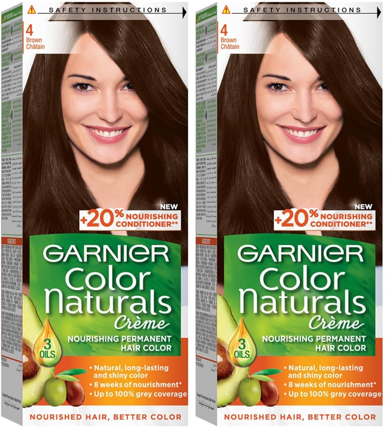 Garnier Color Naturals Permanent Crème Hair Color - 4 Brown (Pack of 2)