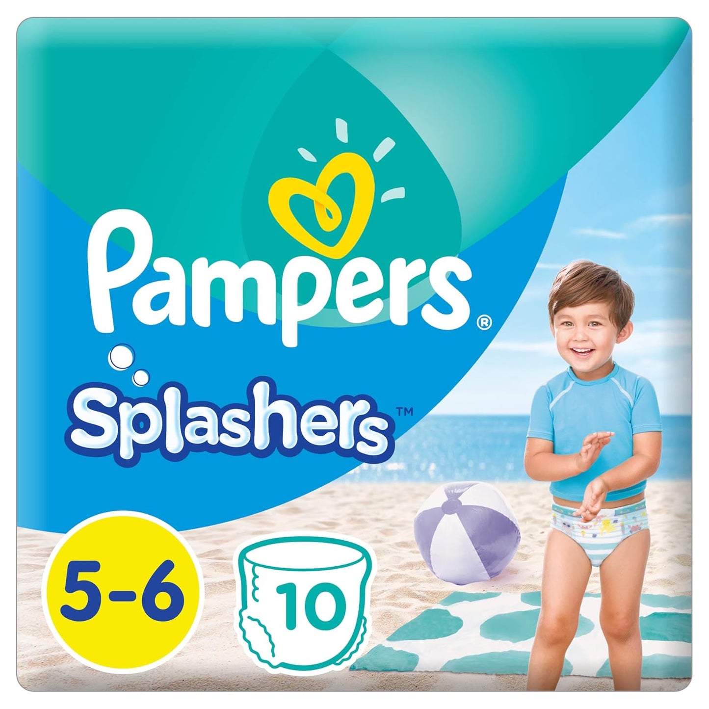 Pampers Splashers, Size 5-6, 14+ kg, Carry Pack, 10 Swim Diapers
