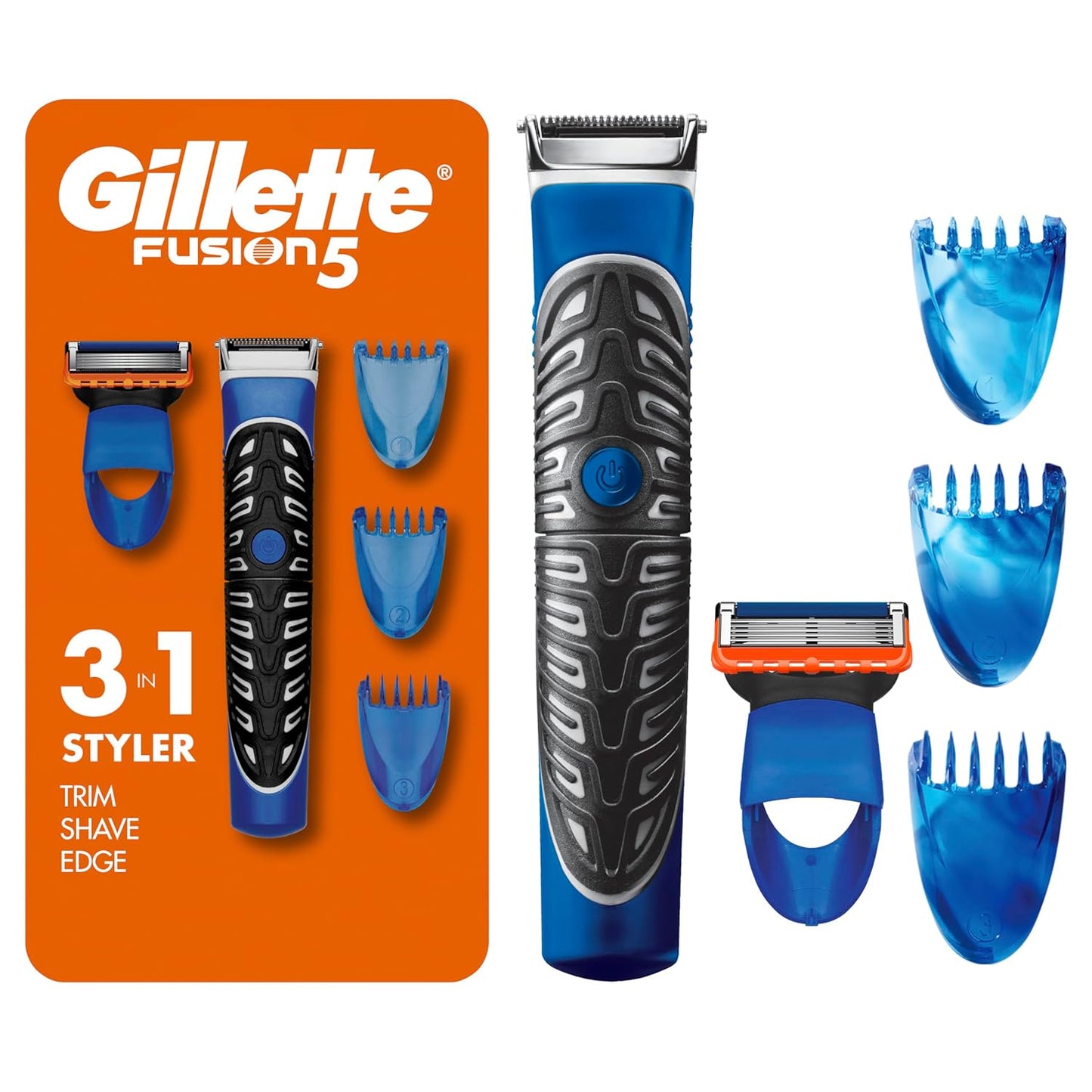 Gillette Styler, 1 Beard Trimmer for Men with 1 ProGlide Razor Blade Refill, 1 Battery, 3 Comb Attachments, Waterproof