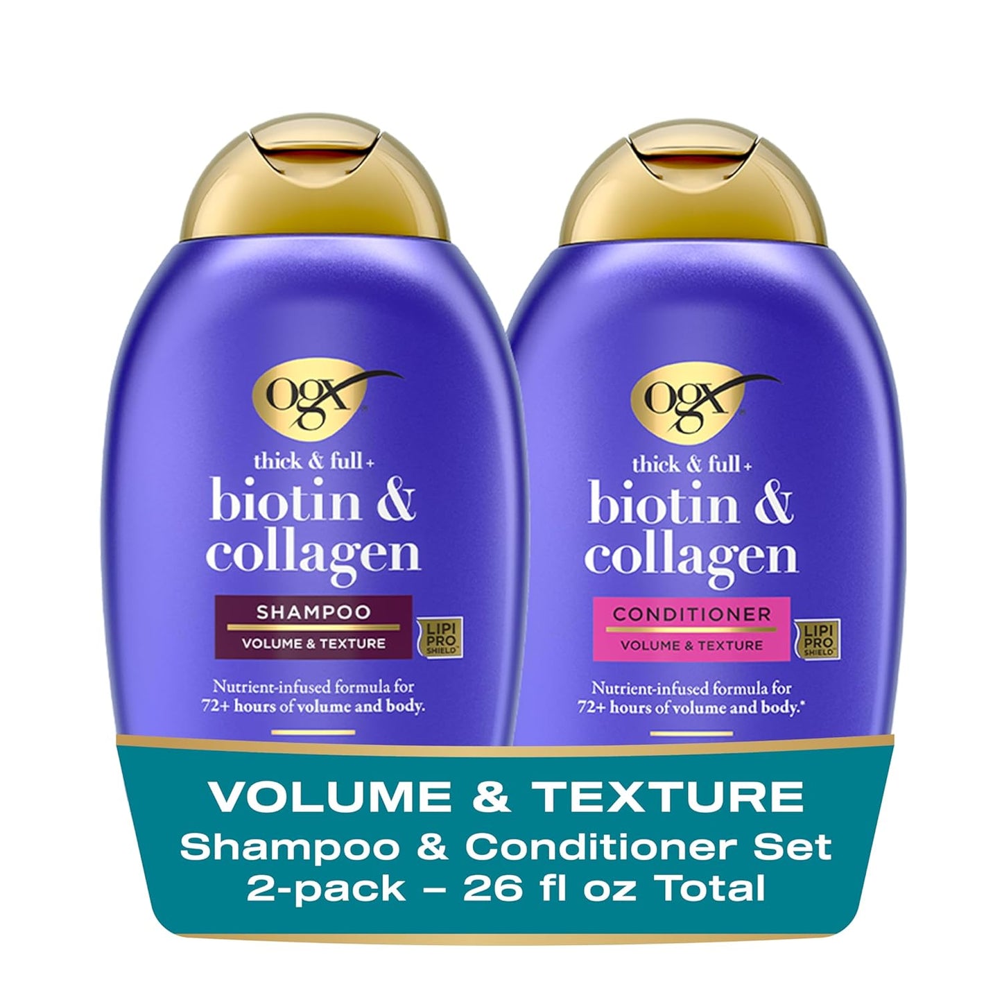 OGX Shampoo & Conditioner Thick And Full + Biotin And Collagen 385ml (Pack Of 2)