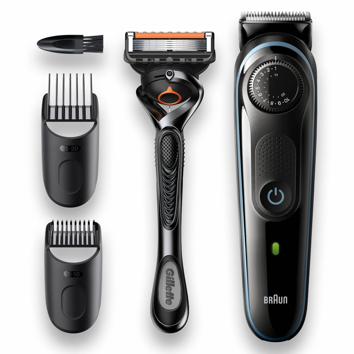 Braun Beard Trimmer 5 BT5340 With 39 Length Settings Precision Wheel, 2 attachments and Gillette ProGlide razor, Corded & Cordless Use, Fully Washable