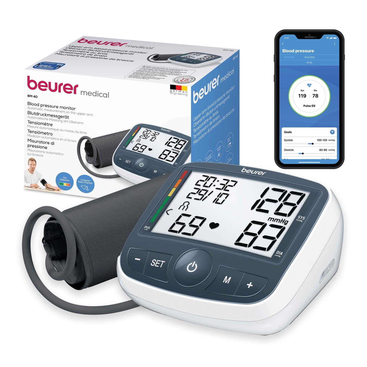 Beurer bm 40 upper arm blood pressure monitor with adaptor (on-pack)